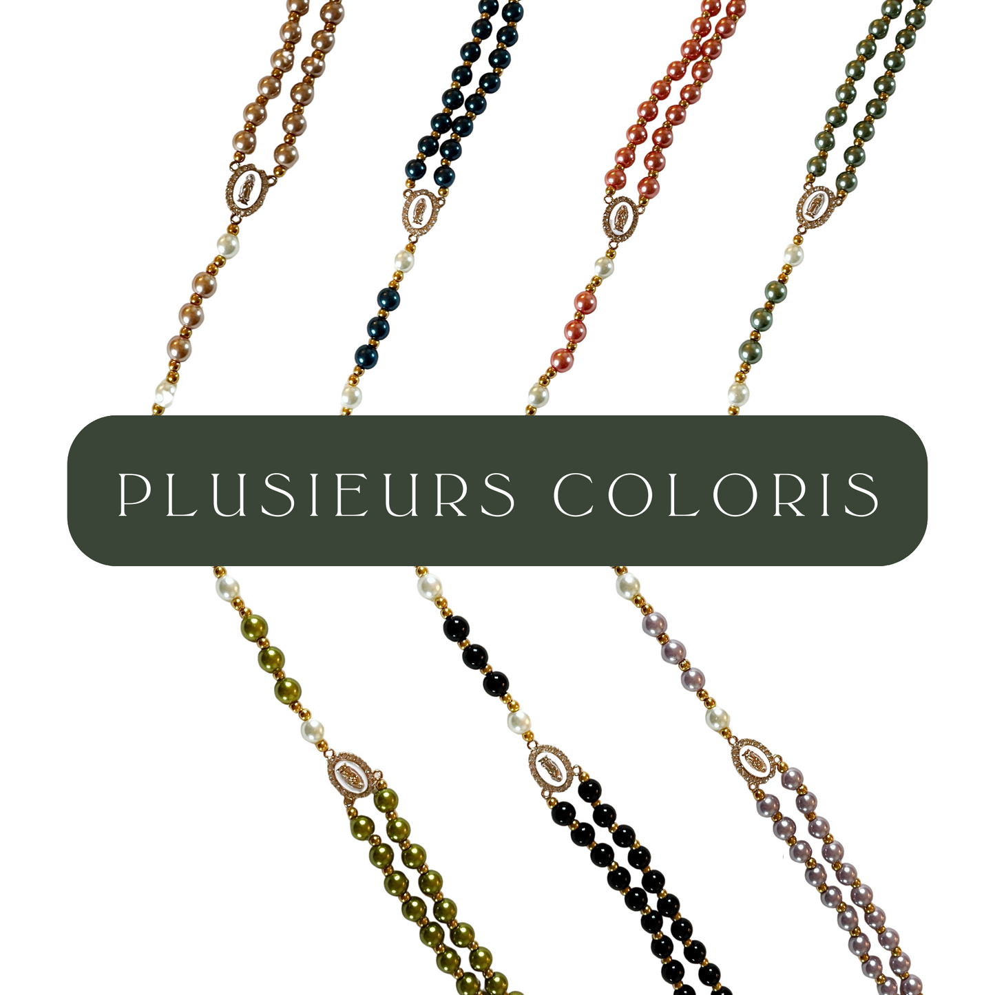 Chapelet - Perles en verre cirées