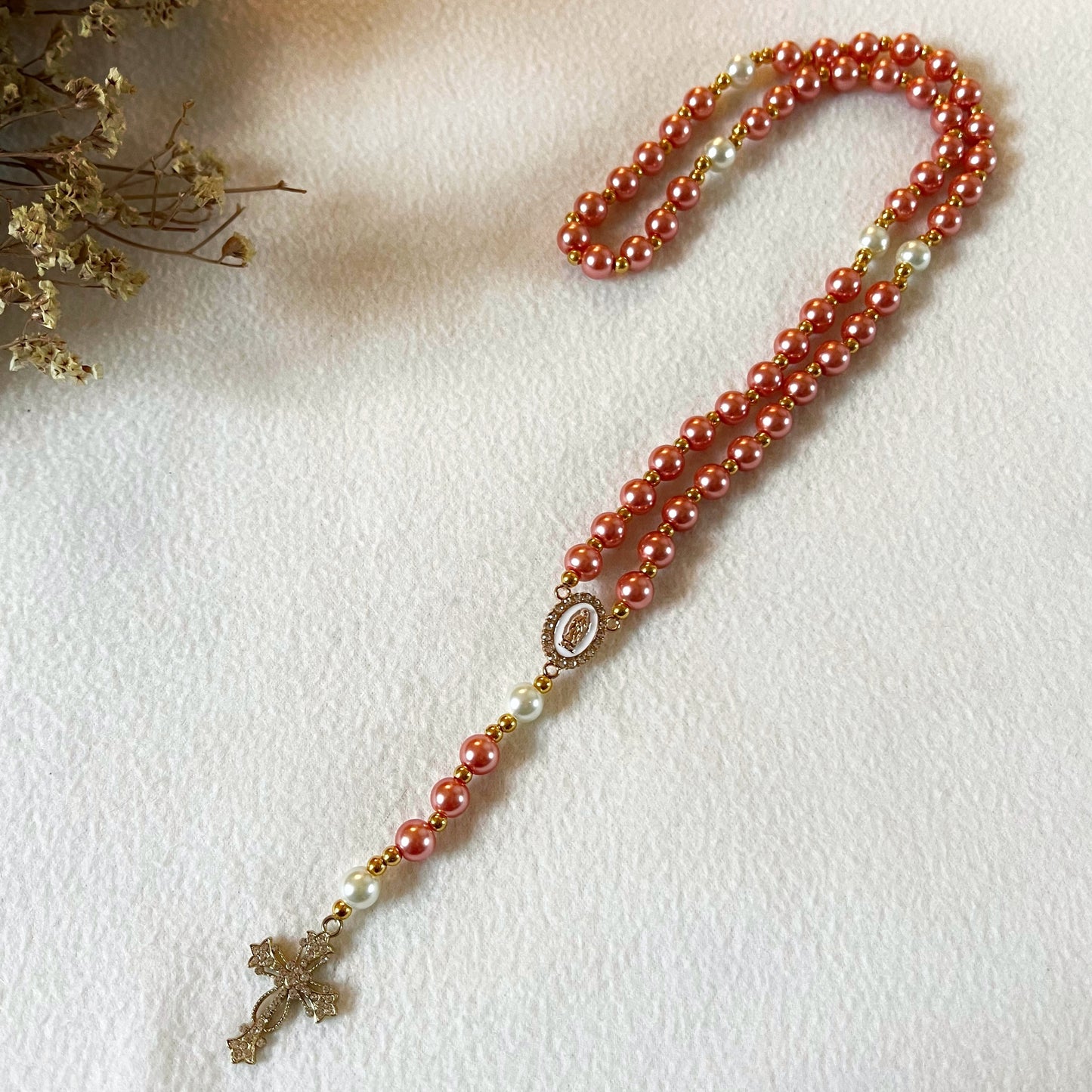 Chapelet - Perles en verre cirées