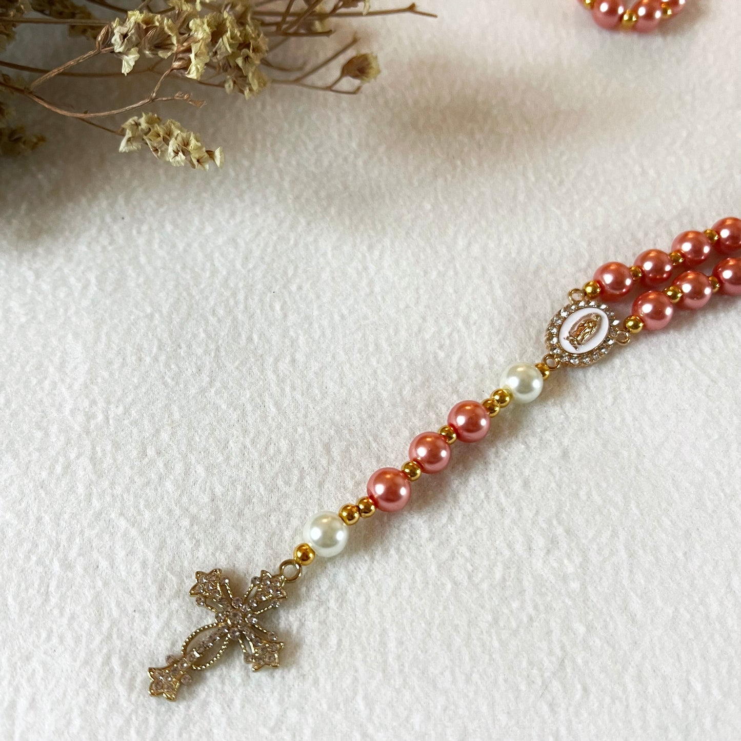 Chapelet - Perles en verre cirées