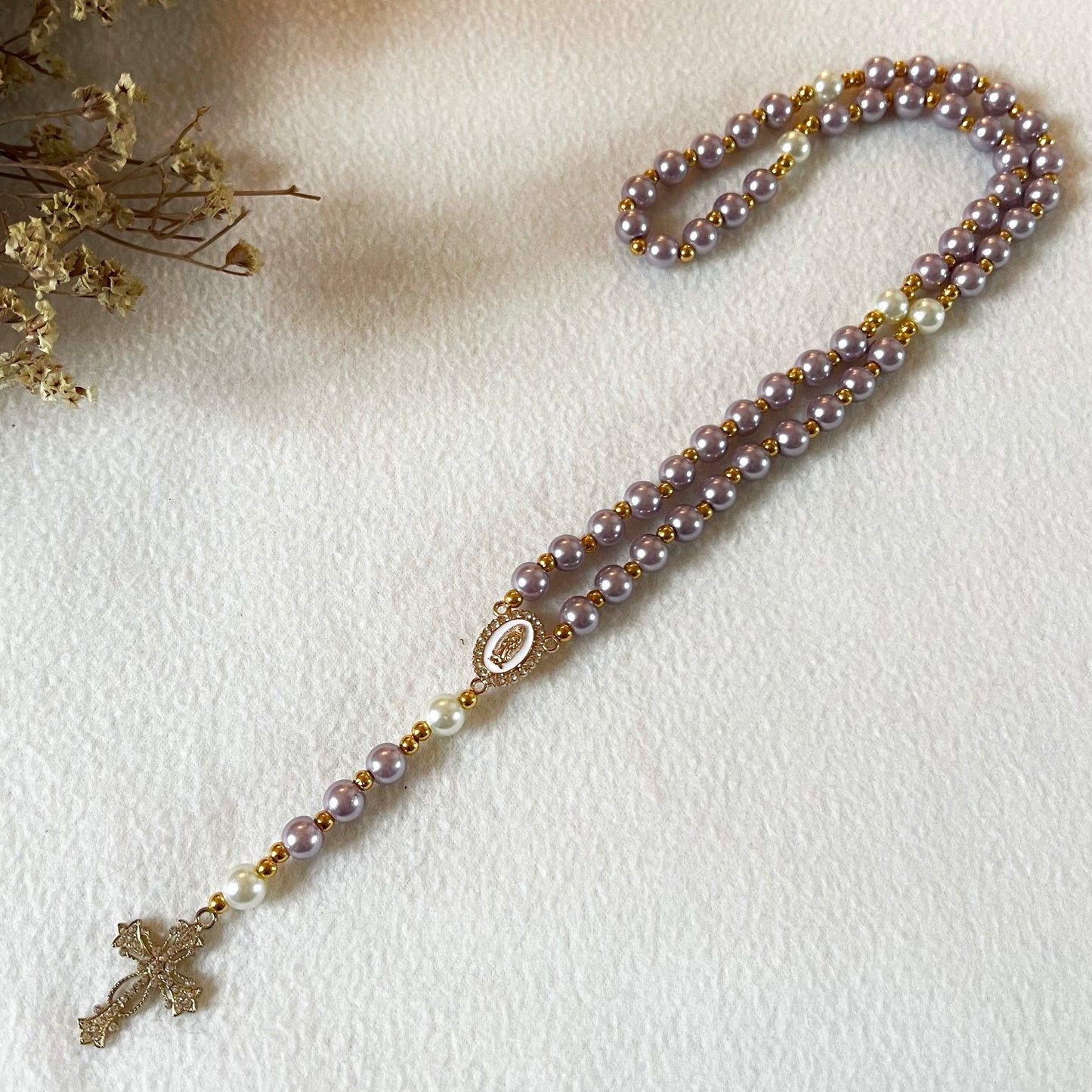 Chapelet - Perles en verre cirées