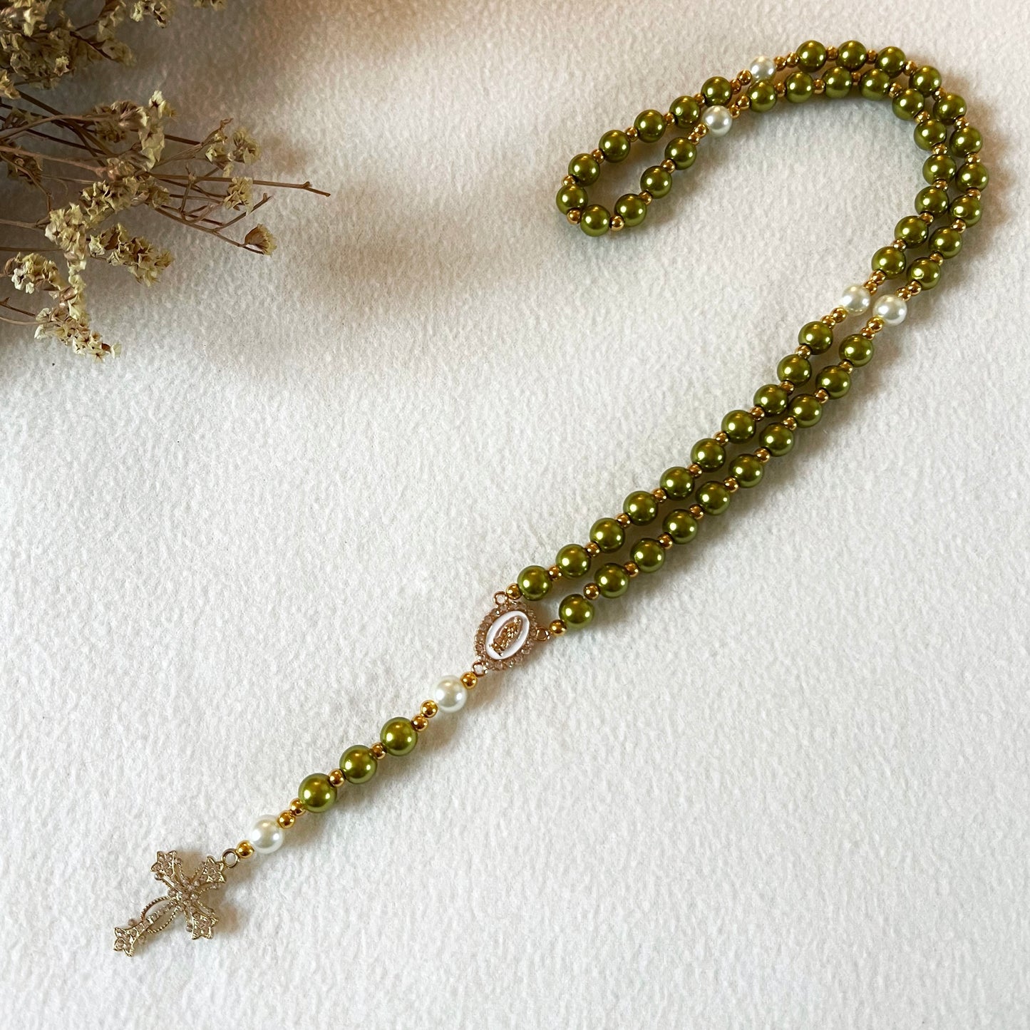 Chapelet - Perles en verre cirées