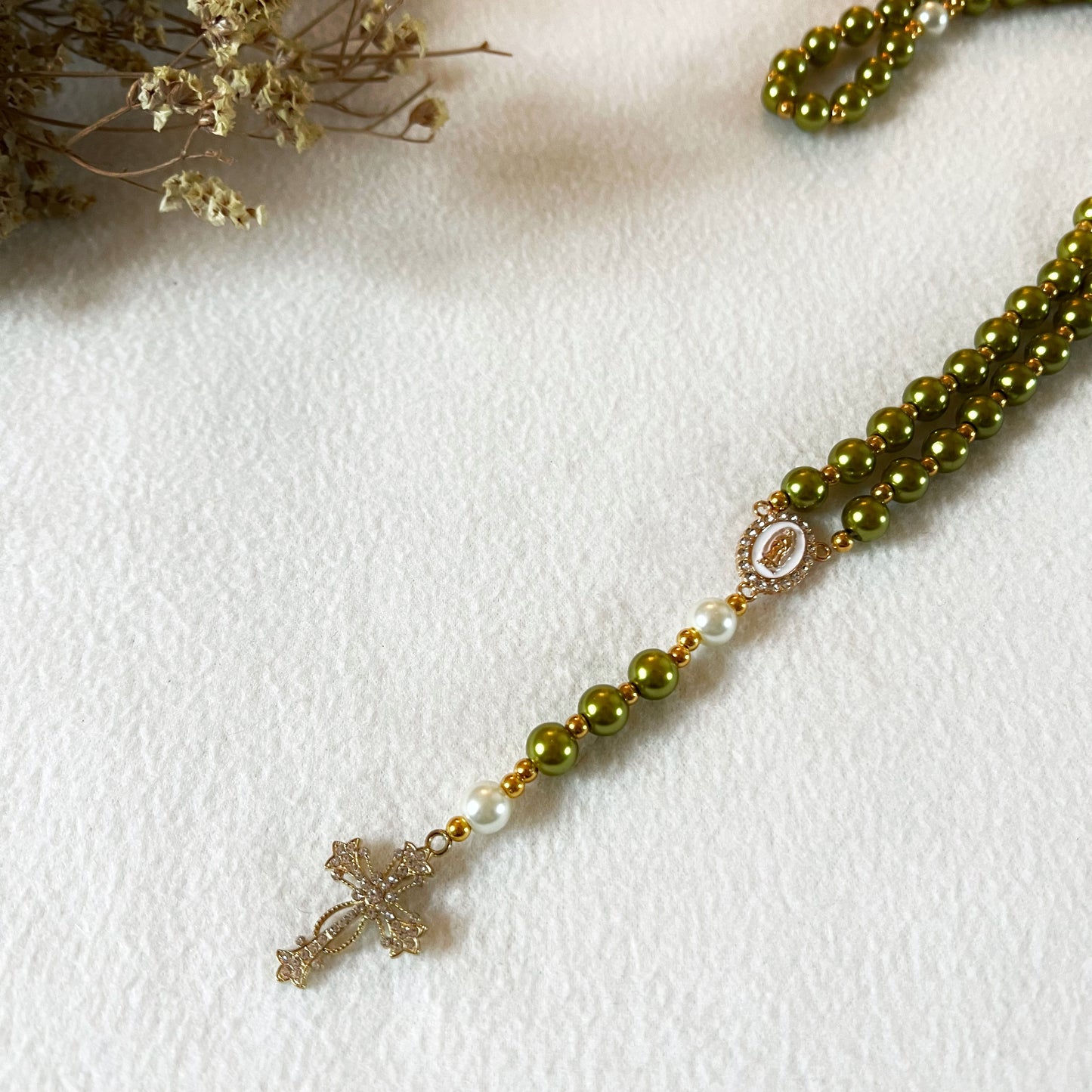 Chapelet - Perles en verre cirées