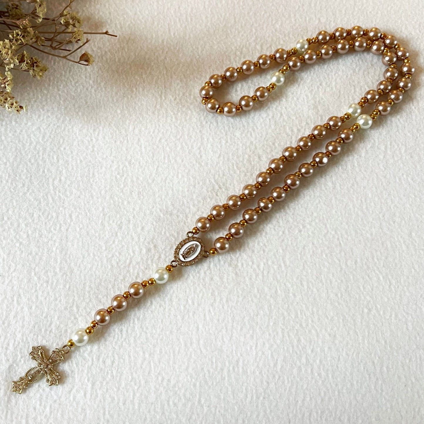 Chapelet - Perles en verre cirées