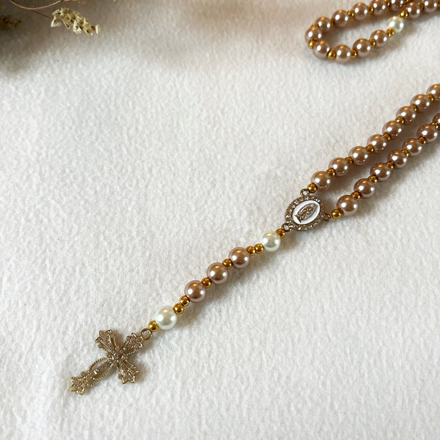 Chapelet - Perles en verre cirées