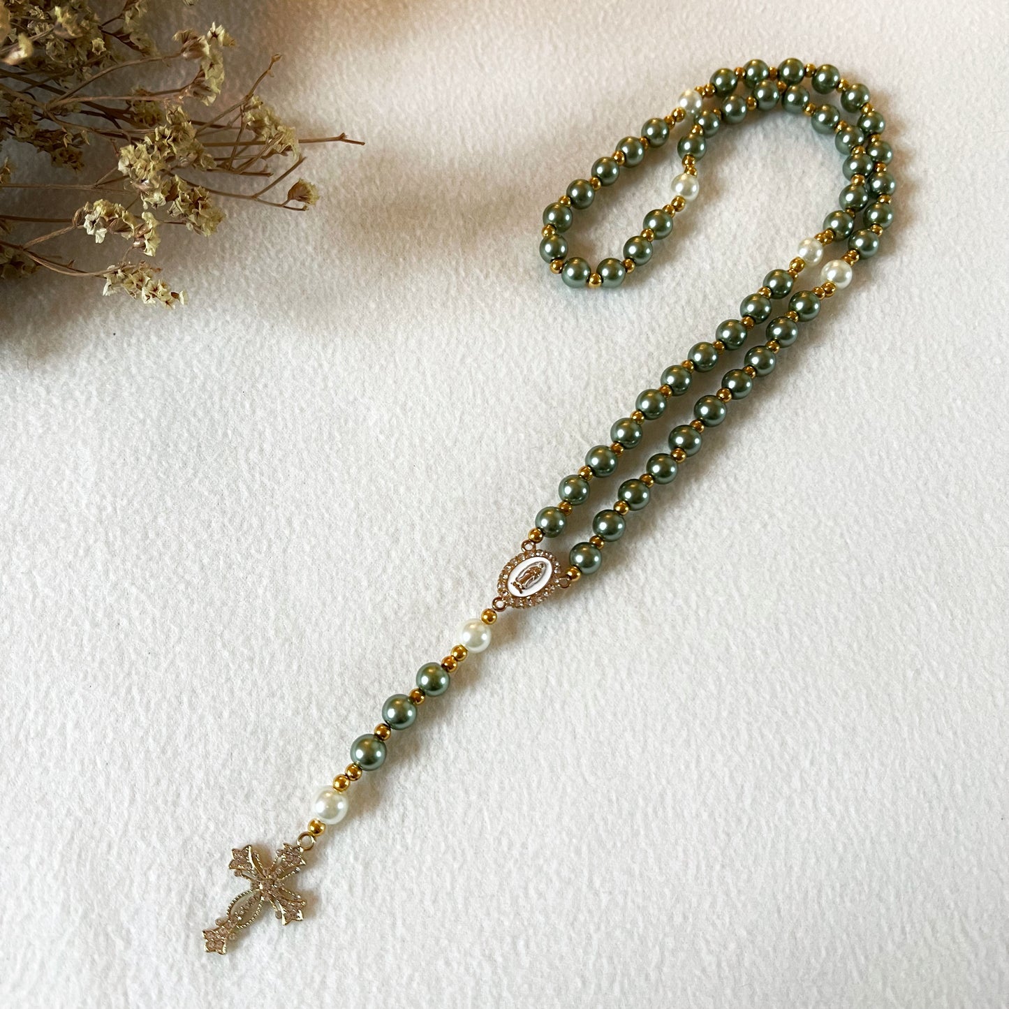 Chapelet - Perles en verre cirées