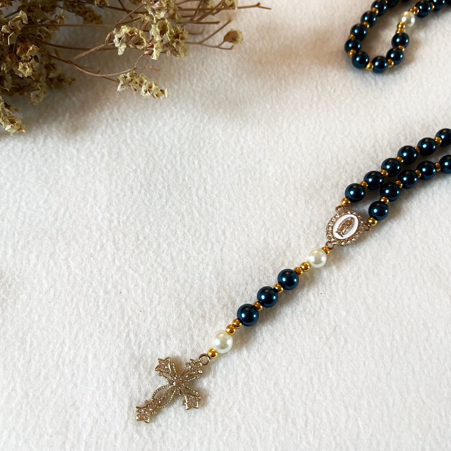 Chapelet - Perles en verre cirées