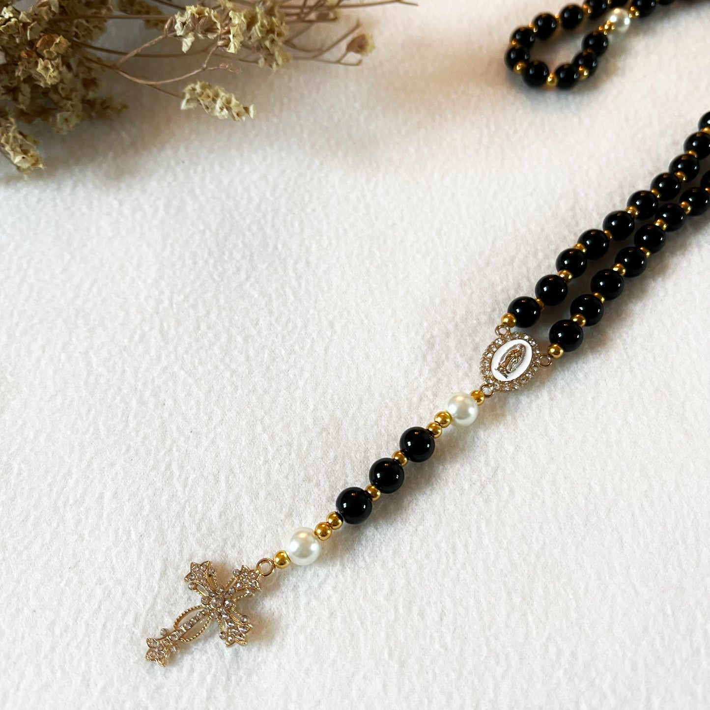 Chapelet - Perles en verre cirées