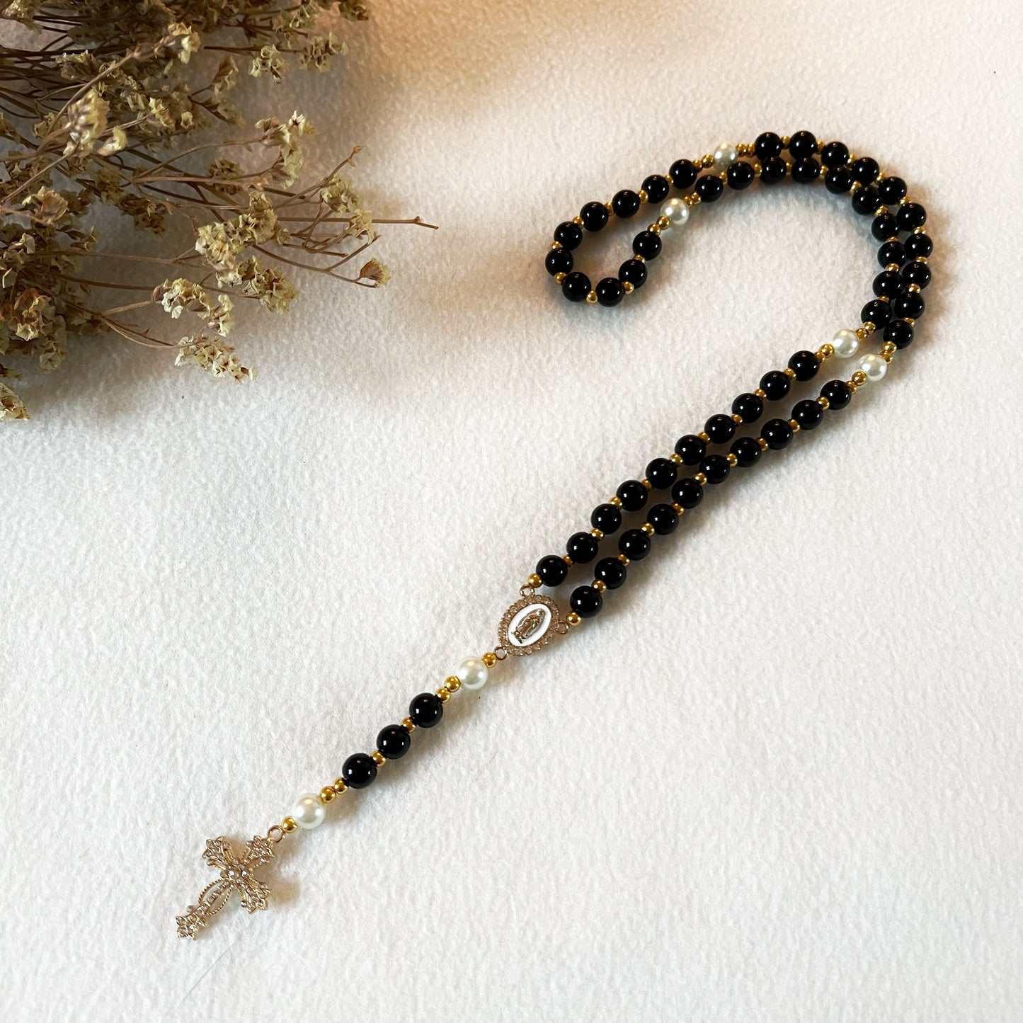 Chapelet - Perles en verre cirées