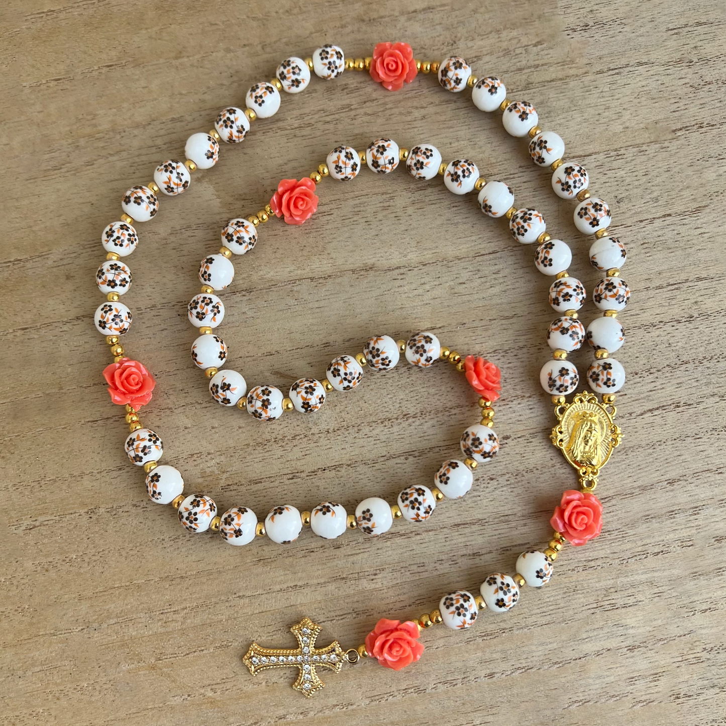 Chapelet en céramique - Jardin Fleuri